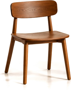 Wooden dining chair with a curved back
